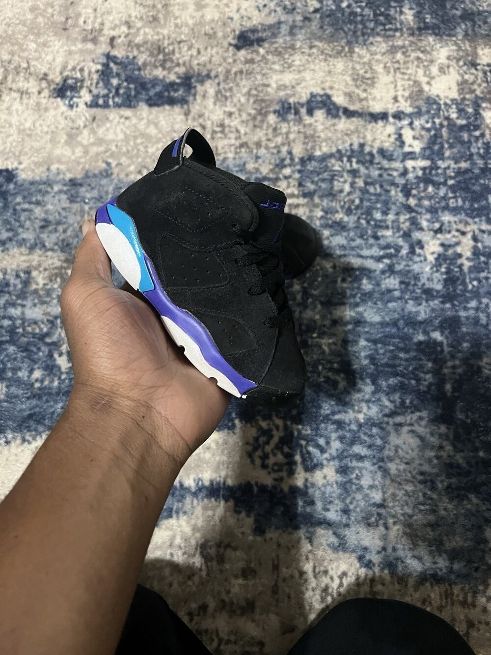 Size 8C-Nike Jordan 6 Retro Aqua TD Black Purple Sneaker Shoe Toddler DV3606-004